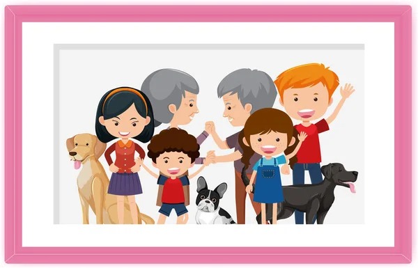 Happy Family Picture Cartoon Frame Illustration — Stock Vector