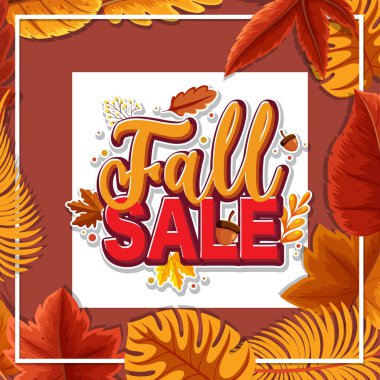 Sonbahar satış afişi şablonu çizimi