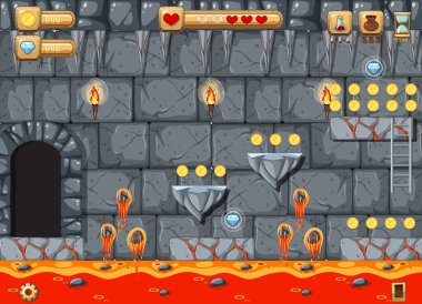 Lav Mağarası Platformu Oyun şablonu çizimi