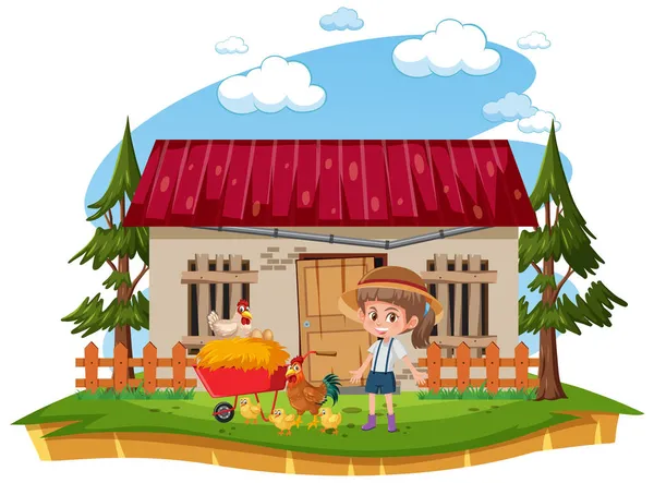 Agricultor Casa Fazenda Velha Ilustração Rural —  Vetores de Stock