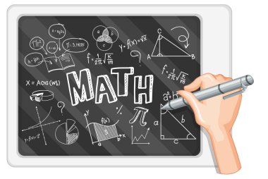 Tahta illüstrasyonuna el yazısı matematik formülü