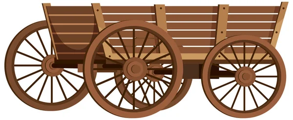Medieval Wooden Wagon White Background Illustration — Stock Vector