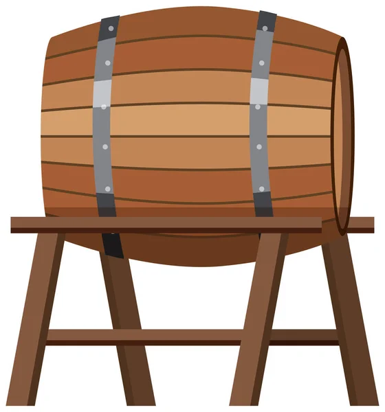 Isolated Wooden Barrel Stand Illustration — Stock Vector