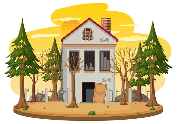 Casa Vieja Rota Aislada Ilustración Rural — Archivo Imágenes Vectoriales