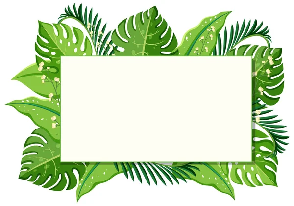 Eenvoudige Planten Bladeren Frame Banner Illustratie — Stockvector