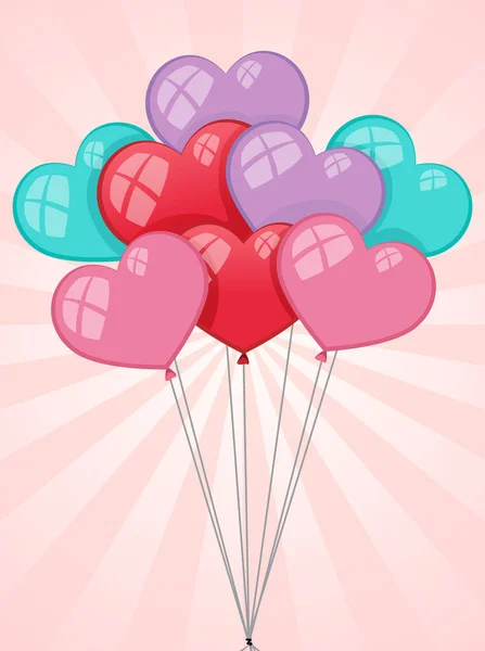 Many Heart Shape Balloon Pink Background Illustration — Stock Vector