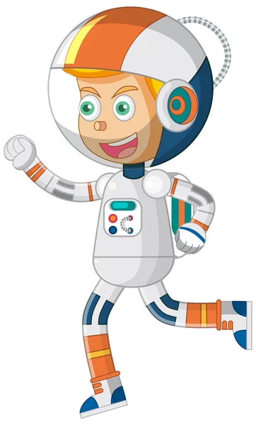 Αστροναύτης Αγόρι Κινουμένων Σχεδίων Χαρακτήρα Λευκό Φόντο Εικονογράφηση — Διανυσματικό Αρχείο