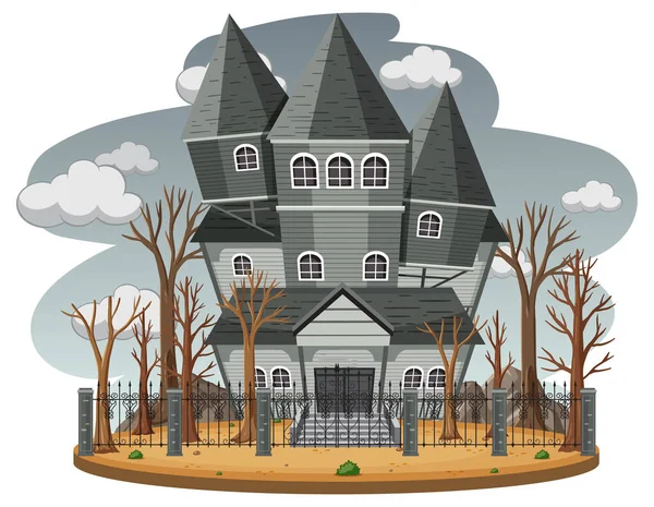 Gri gökyüzü resimli perili ev