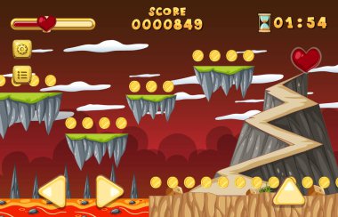 Lav Mağarası Platformu Oyun şablonu çizimi