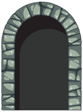 Beyaz arkaplan illüstrasyonunda çizgi film tarzında taş kemer