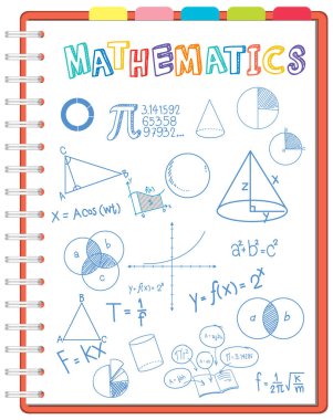 Defter sayfası illüstrasyonuna karalama matematik formülü