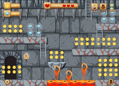 Lav Mağarası Platformu Oyun şablonu çizimi