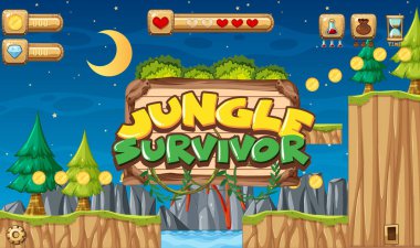 Bozuk Para Toplama Platformu Oyun Şablonu Çizimi