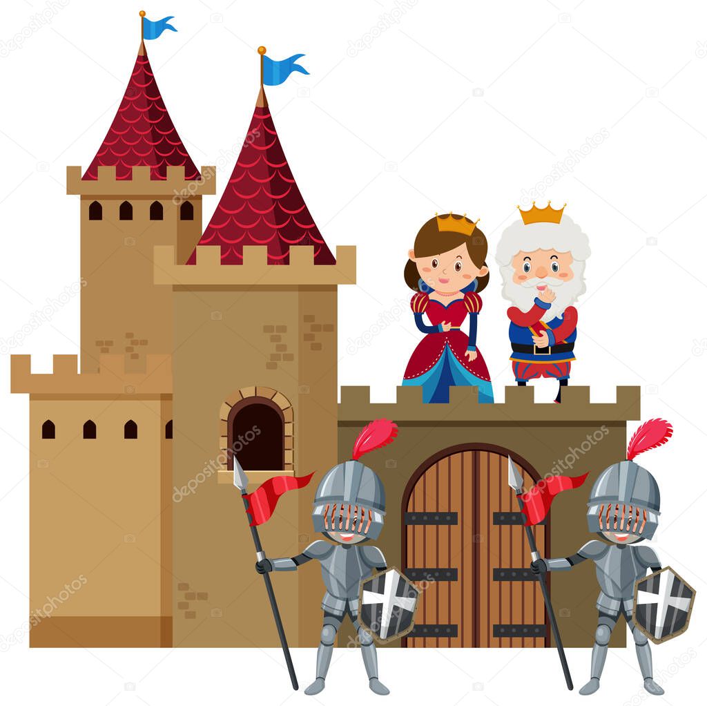 Medieval royal at the castle illustration