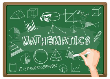 Tahta illüstrasyonuna el yazısı matematik formülü