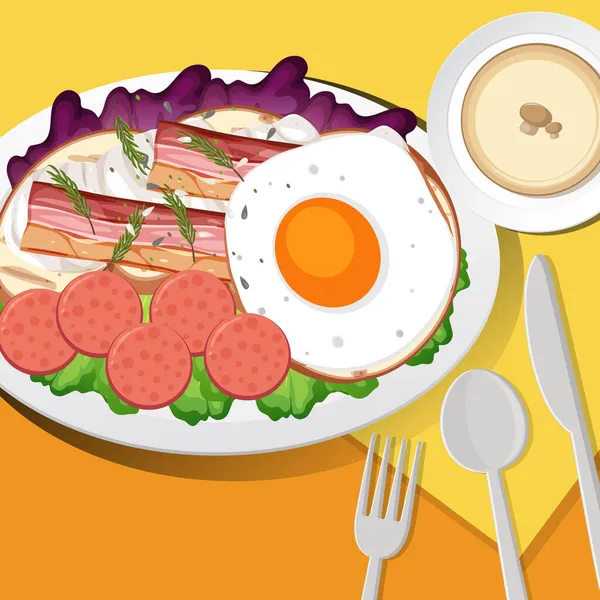Healthy Breakfast Set Table Illustration — Stock Vector