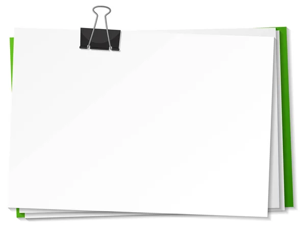 Papeles Blanco Ilustración Plantilla Clip Aglutinante — Vector de stock
