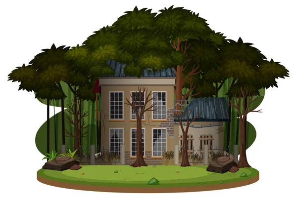 Uma Velha Casa Assustadora Floresta Ilustração —  Vetores de Stock