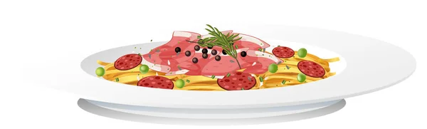 Cuisine Italienne Avec Plat Pâtes Illustration Isolée — Image vectorielle