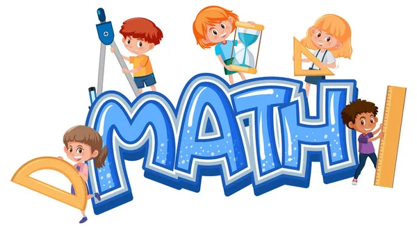 Icono Matemáticas Con Ilustración Niños Herramientas Matemáticas — Vector de stock