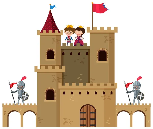 Real Medieval Ilustração Castelo — Vetor de Stock