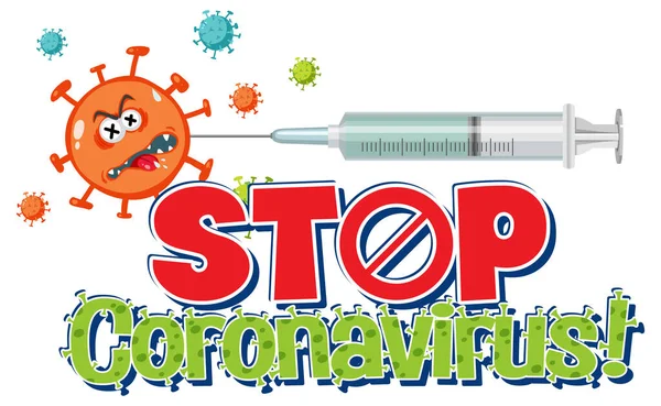 Hentikan Spanduk Coronavirus Dengan Karakter Covid Memakai Ilustrasi Topeng Medis - Stok Vektor