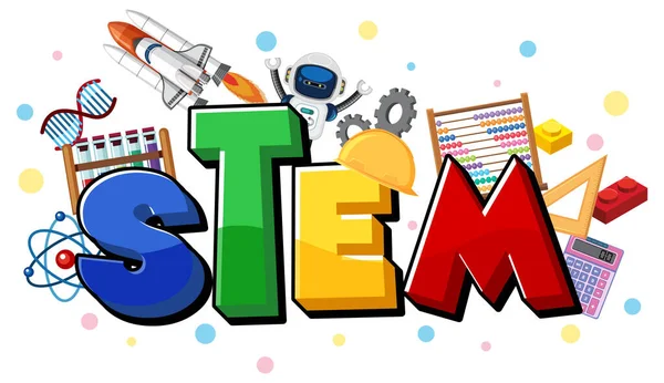 Illustrazione Dell Icona Del Testo Educativo Colorato Stem — Vettoriale Stock