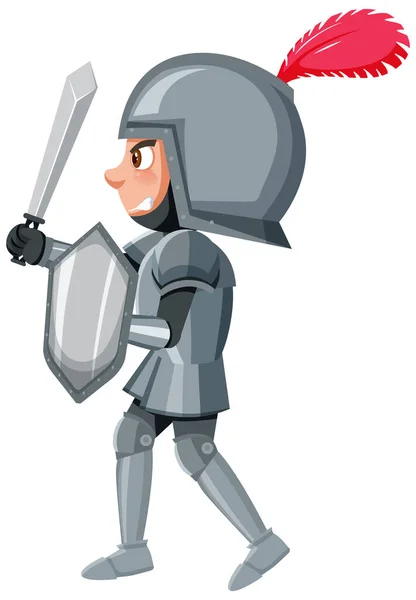 Cavaliere Cartone Animato Personaggio Sfondo Bianco Illustrazione — Vettoriale Stock