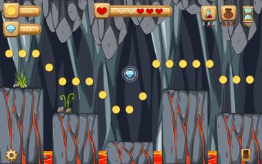 Lav Mağarası Platformu Oyun şablonu çizimi