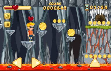 Lav Mağarası Platformu Oyun şablonu çizimi