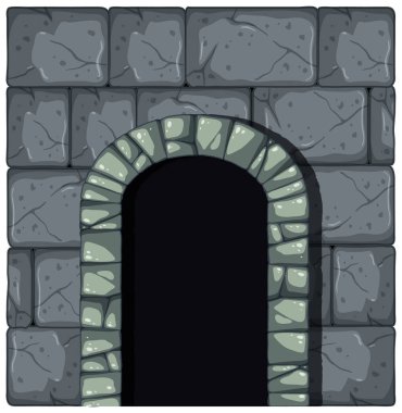 Beyaz arkaplan illüstrasyonunda çizgi film tarzında taş kemer