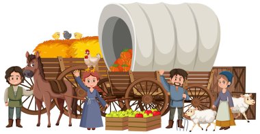 Ortaçağ köylüleri samanlıkta geziyorlar.