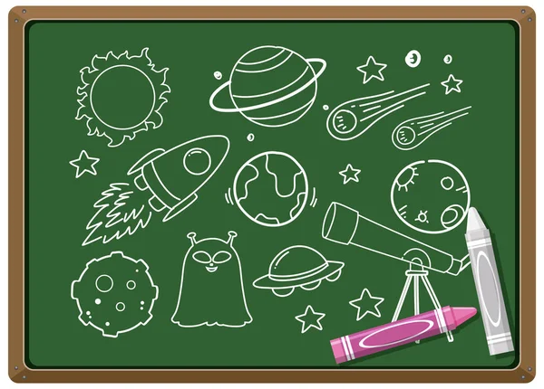 Hand Drawn Science Element Chalkboard Illustration — Stock Vector