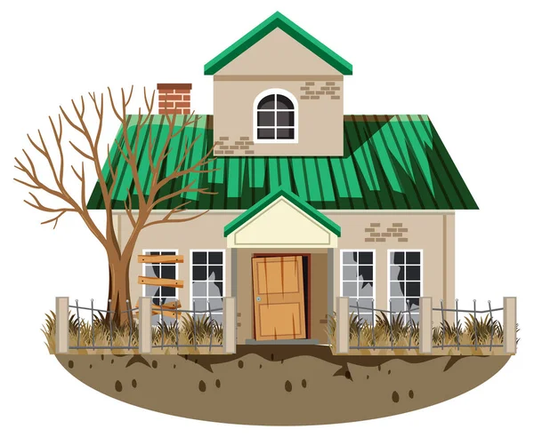 Casa Vieja Rota Aislada Ilustración Rural — Vector de stock