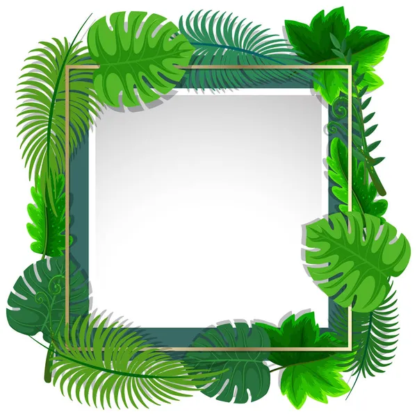 Quadro Quadrado Com Folhas Verdes Tropicais Ilustração —  Vetores de Stock