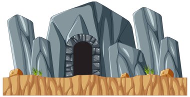 Beyaz arkaplan resimlerinde mağara tarzı taş kemer