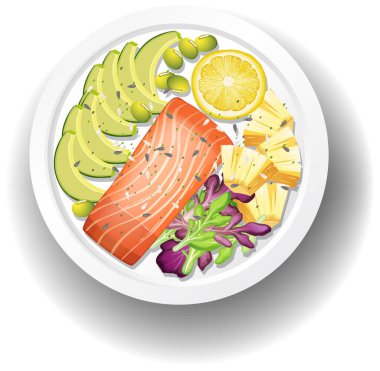 Somon bifteği resimli sağlıklı bir kahvaltı.