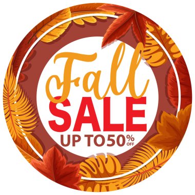 Sonbahar satış afişi şablonu çizimi