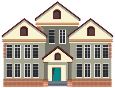 Beyaz arkaplanda terk edilmiş bir ev