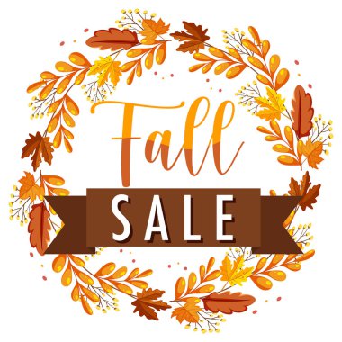 Sonbahar satış afişi şablonu çizimi