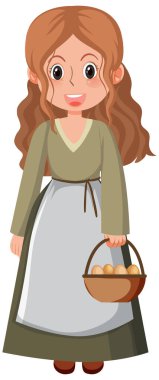 Dişi ortaçağ tarihi çizgi film karakterleri çizimi