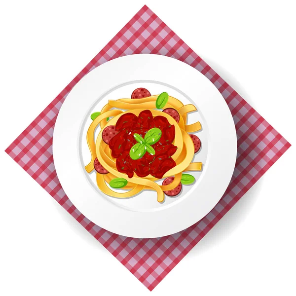 Spaghetti Bolognese Sosem Pomidorowym Ilustracja — Wektor stockowy