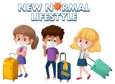 Covid-19 salgını sırasında insanların seyahat ettiği yeni normal yaşam tarzı logosu