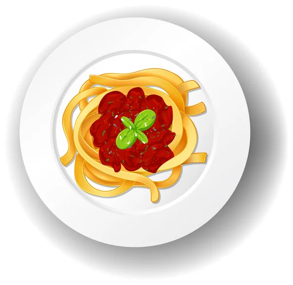 トマトソースのイラストとスパゲッティボロネーゼ — ストックベクタ