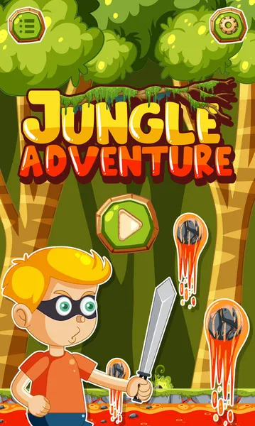 Jungle Adventure Game Ilustracja Projektu Plakatu Gry — Wektor stockowy