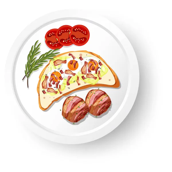 Petit Déjeuner Sain Avec Illustration Bruschetta — Image vectorielle