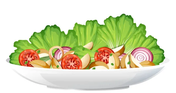 Hälsosam Måltid Med Färska Grönsakssallad Skål Illustration — Stock vektor