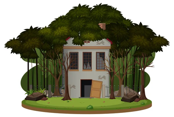 Uma Velha Casa Assustadora Floresta Ilustração — Vetor de Stock