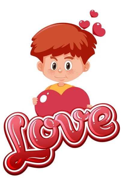 Niño Con Icono Amor Fuente Ilustración — Vector de stock