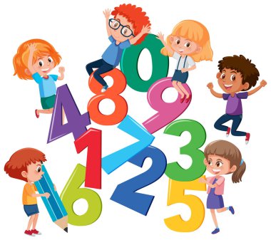 Çocuk illüstrasyonlu sayı kümesi